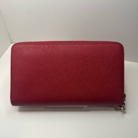 Michael Kors EUC Red Saffiano Leather Jet Set Wallet With Wrist Strap - Picture 4 of 16
